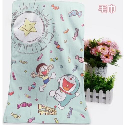 IVYYE 1PCS Doraemon Style Fashion Customized Anime Bath Towels Handkerchief Soft Face Towel Cartoon Washcloth Unisex NEW