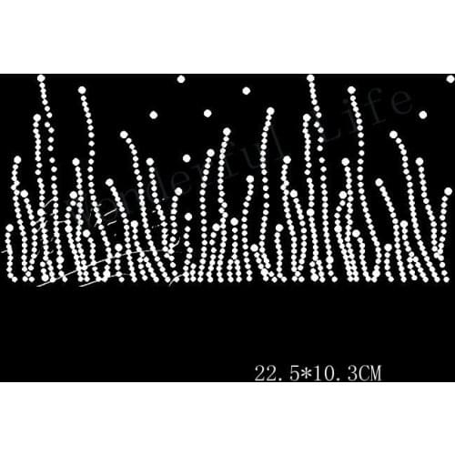 Free shipping water grass white strips dot for clothing Hotfix Rhiestone Transfer Design Iron on for clothing use
