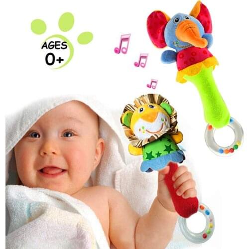 Baby Soft Rattles Shaker Toys Infant Developmental Hand Grip Cute Stuffed Animal Toys with Sound for 3 6 9 12 Months and Newborn
