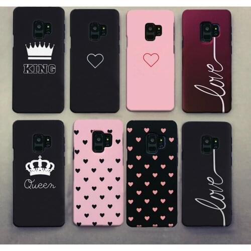 For Samsung Galaxy S10 For Samsung Galaxy S8 S9 Plus S8Plus S9Plus Case Cover Hard King Queen Love Heart Black Red Phone Case