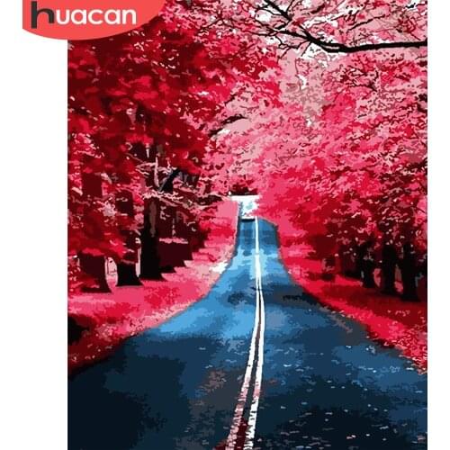 HUACAN DIY Painting By Numbers Autumn Hand Painted Painting Art Pictures By Number Landscape Kits Drawing On Canvas Home Decor