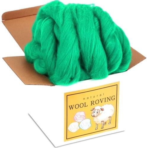 KAOBUY 8.82oz Super Felting Wool Tops Soft Roving Wool Fibre For Needle Felting Handcraft DIY Craft( Green)