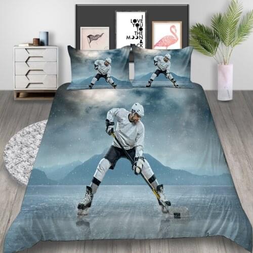 Thumbedding Ice Hockey Player Bedding Set King Fashion Classic Duvet Cover Queen Twin Full Single Double Unique Design Bed Set