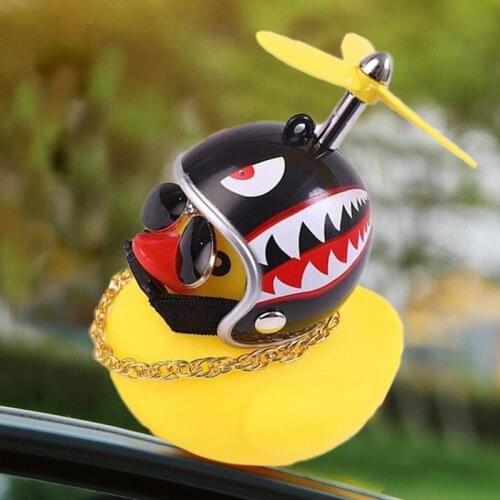 Duckling With Helmet And Chain Creative Car Accessories Duck In The Car Suffered Duck Car Dashboard Toys Motorcycle Ducklings