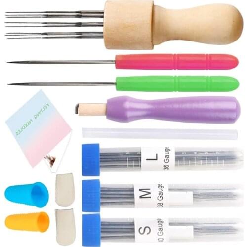 LMDZ 43pcs 3 Sizes Wool Felting Iron Needles Felt Tool Kit Needle Starter Beginner DIY Craft Needlework Poke Needle Felting Tool