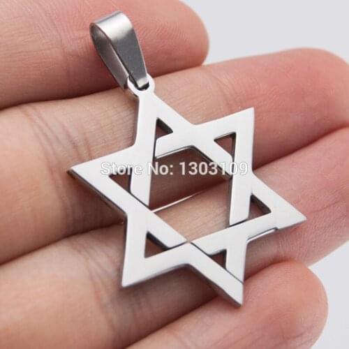 50pcs hexagram diy jewelry polished Magen David Pendant stainless steel Metal Necklace for men women wholesale price