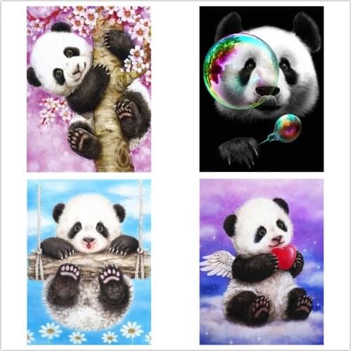Kexinzu Full 5D Square Round Drill Diamond Painting Kit Cross Stitch Panda Animal 5D Mosaic Embroidery Handmade Home Decor Gift