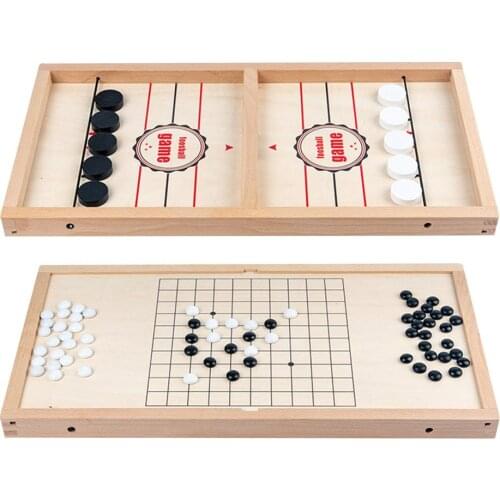 2 In 1 Playing Chess Board Table Game Brain Training Fast Sling Puck Game Portable Parent-kids Tabletop Slingshot Toy Good Gift