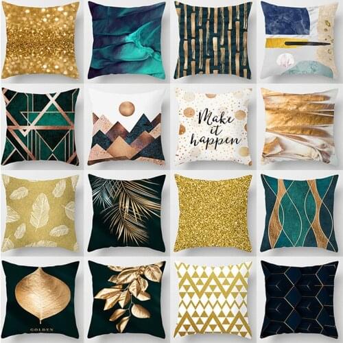 Nordic Style Modern Golden Pillowcase Office Fabric Sofa Cushion Cover Home Furnishing Super Soft Short Plush Pillowcase