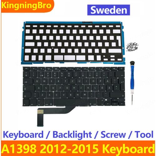 New Laptop Keyboard For MacBook Pro Retina 15.4" A1398 SE Swedish Sweden Standard with Backlight Backlit 2013-2015 Years