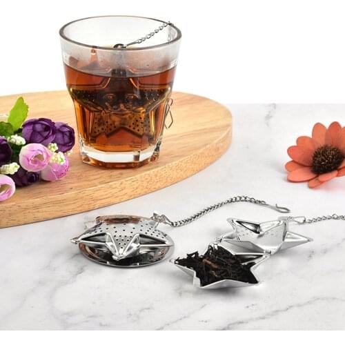 New Stainless Steel Tea Drainer Creative Irregular Shape Christmas Tree Tea Infuser with Extended Chain Cute Teaware