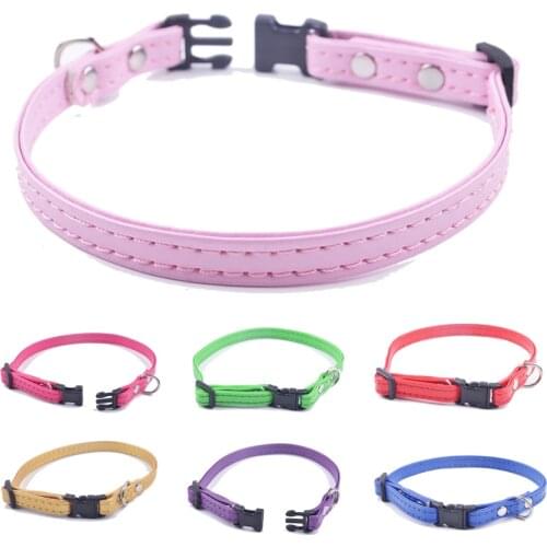 Quick Release Pet Dog Cat Collar Two Tier Pu Leather Service Puppy Pet Necklace Adjustable Size XS S M L 12Colors Available