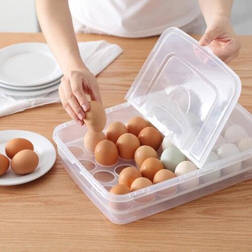 Plastic transparent Egg Container Case Refrigerator Fresh Storage Boxs Kitchen Tools Portable Wild Picnic Egg Organizer 34 Grid