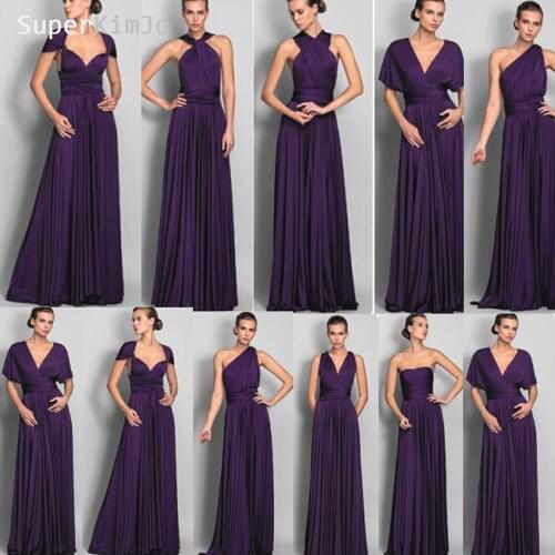 SuperKimJo Convertible Bridesmaid Dresses Long 2020 Purple Satin Cheap Custom Wedding Party Dress Vestido De Festa Longo