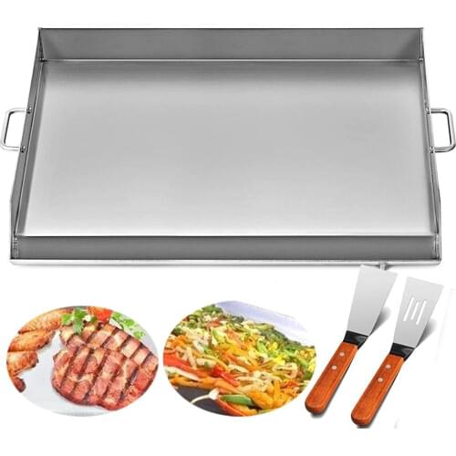 Flat Top Griddle 32x17 inches Stainless Steel Griddle Plancha Comal BBQ Griddle with Handles for Restaurant or Home Use