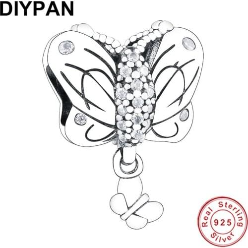 Hot Sale Fits Original Charms Bracelet 925 Sterling Silver Start Beads Clear CZ Charm Pendant For Women DIY Fine Jewelry