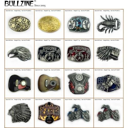 Bullzine Wholesale Zinc alloy Cowgirl Fishing Live to ride belt buckle Western Wolf Vietnam Veteran Bull head Music belt buckle