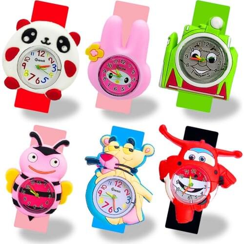 Cartoon Panda Leopard Toy Children Watch for Boys Girls Color Silicone Strap Cute Kids Quartz Watches Rabbit Dial Student Clock