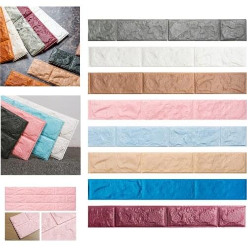Self Adhesive Wall Stickers Waterproof Baseboard Wallpaper Border Foam 3D Brick Wall Sticker Living Room Bedroom Home Decor