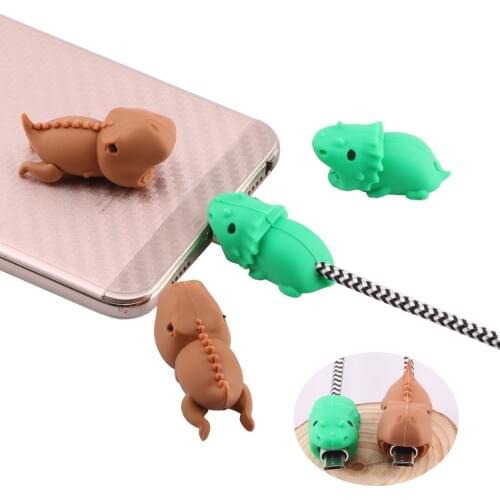 SIANCS Cute Animal dinosaur doll Cable bite protector usb cable organizer winder chompers wire cable holder for android cable