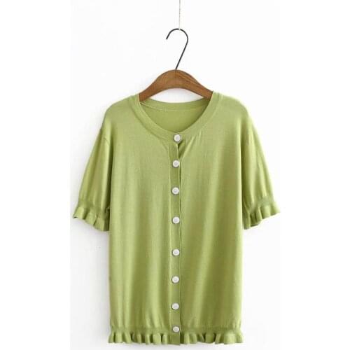 Plus size knitted O neck solid lavender women loose tshirts 2020 new summer casual ladies Cardigan t shirts female tops t-shirts