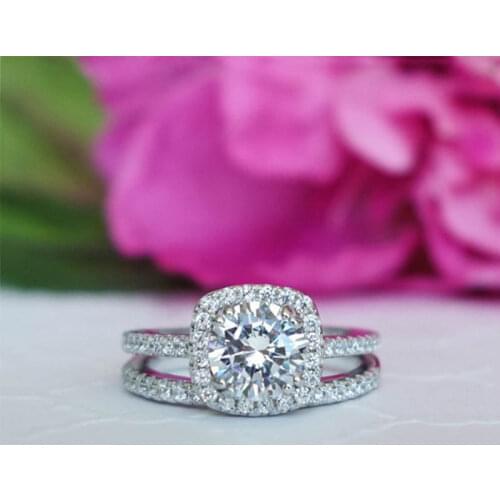 2019 New Fashion Engagemen Zircon Crystal Rings Womens Girls Silver Filled Wedding Ring Set Lover Wedding Jewelry Party Gifts