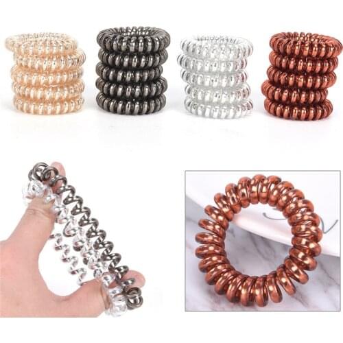 1PC/5PCS Women Girls Size 5.5 CM Hair Bands Elastic Rubber Telephone Wire Ties & Plastic Rope Accessory