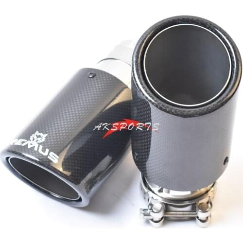 1PC Car Exhaust Tail Glossy Round Carbon Fiber Stainless Steel Straight Curly Muffler Tip Pipe