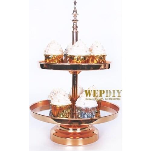 1pcs Gold Mirror Metal Cake Stand Round Cupcake Wedding Birthday Party Dessert Pedestal Display Plate Home Decor