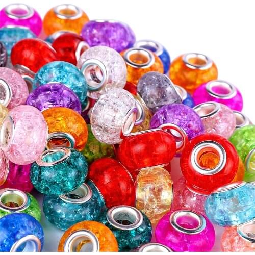 10Pcs/Lot Colorful Flower Resin 5mm Large Hole Beads Spacer Fit Pandora Bracelet Chain Necklace for DIY Jewelry Making Earrings