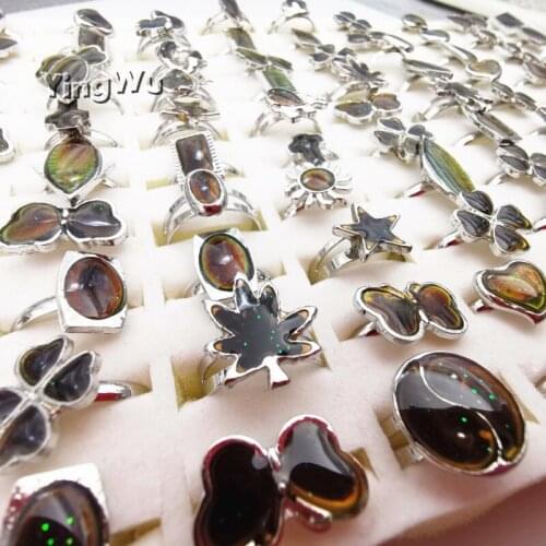Yingwu Assorted 10pcs Lot Mood Ring Change Color Ring Adjustable Size Temperature Finger Ring Wholesale