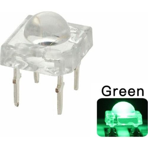 100pcs F5 5mm Green LED Piranha DIP-4 Super Flux Transparent Ultra Bright Water Clear Lens Lamp 4 Pin Light Beads
