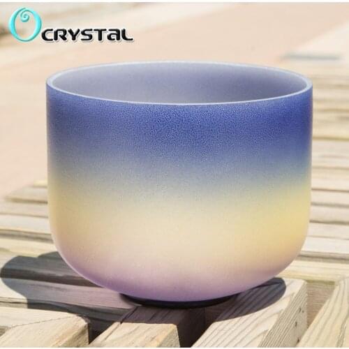 12Inch Note A Third Chakra Rainbow Colored Frosted Quartz Crystal Singing Bowl
