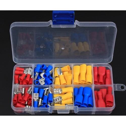 122PCS Assorted Spade Male Female Wire Crimp Terminals Electrical Wire Connector Kit AWG22-10/0.5-6.0mm2