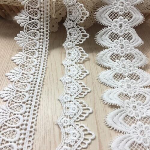 15yards/ Lot White Polyester Water Soluble Lace Fabric Milk Silk Lace Wedding Dress Accessories Lace Trim