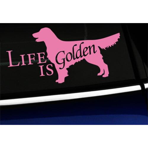 18*9CM Life Is Golden Inspirational Quotations Cute And Interesting Fashion StickerGolden Retriever Car Sticker