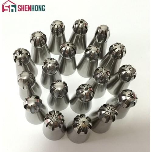 19PC / Set Russian Stainless Steel Icing Piping Nozzles Sphere Ball Shape Pastry Tips Cake Decorating Decoration Baking Tool