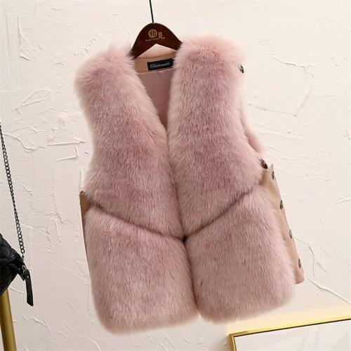 2019 Short Fur Vest Plus Size Winter Women Faux Fox Fur Vest Furry Slim Womens Fake Fur Vest Female Winter Sleeveless Coat 646