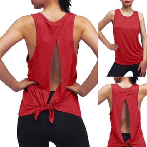 2021 Backless Sleeveless Yoga Vest Sport Singlet Women Athletic Fitness Sport Casual Running Training Yoga Shirt Workout Clothes