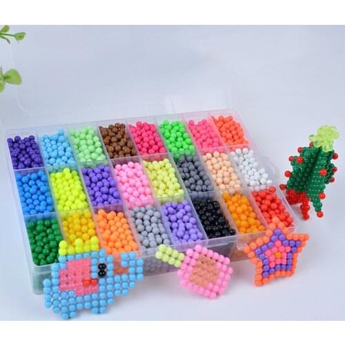 6000Pcs 24 Colors Refill Beads Puzzle Crystal DIY Water Spray Beads Set Ball Games 3D Creative Handmade Magic Toys For Children