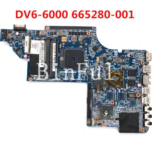 High quality For Pavilion DV6 DV6-6000 Laptop motherboard 665280-001 665280-501 665280-601 HD6490 512M DDR3 100% full Tested