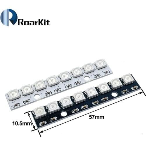 8 channel WS2812 WS2812B WS 2811 5050 RGB LED Lamp Panel Module 5V 8-Bit Rainbow LED Precise