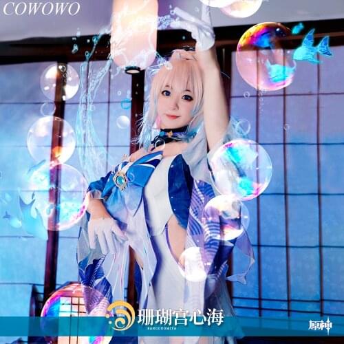 Anime! Genshin Impact Sangonomiya Kokomi Game Suit Uniform Cosplay Costume Halloween Party Role Play Outfit For Women 2021 NEW