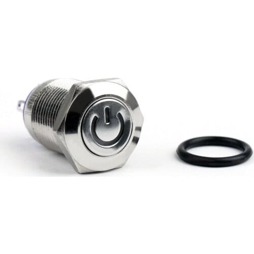 Areyourshop 4PCs Push Button Switch 4 Pin 12mm Blue/Red/Green LED Light Metal Push Button Momentary Switc