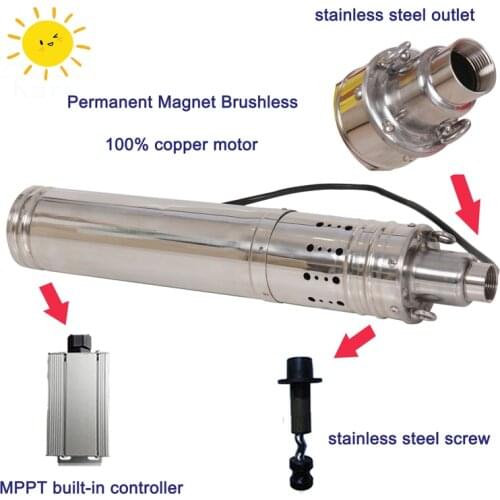 Brushless motor Built-in MPPT solar water pump inverter solar powered water pump for irrigation DC24V solar pond pump kit