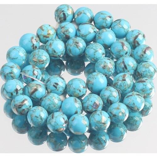 Blue Howlite Stone Beads Round Loose Spacer Beads For Jewelry Making Shell Turquoises DIY Bracelet Accessories 4/6/8/10/12MM 15"