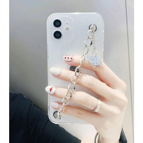 Moskado Butterfly Chain Phone Case For iPhone 12 11 7 8 7Plus X XR XS Max SE 2020 Soft Fashion Bracelet Clear Protective Cover