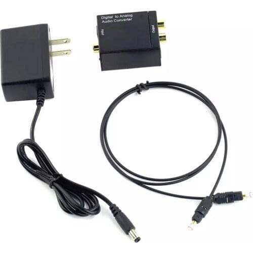 Digital to Analog Audio Converter Adapter Optic Coaxial RCA Toslink Signal to Analog Audio Converter RCA W Fible cable DC Power