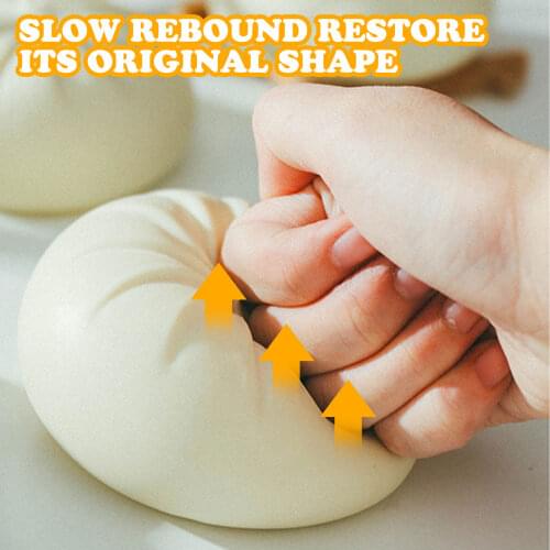 Decompressed Simulated Bun Bread Toy Soft Anxiety Stress Relief Sensory Squeeze Toy with Steamer for Adults Kids Gift