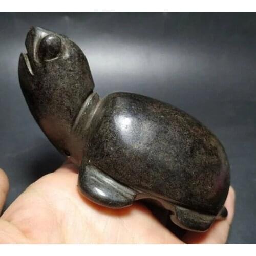 Home Decoration Hongshan Culture Antique Jade Black Iron Meteorite Tortoise Statue Arts and Crafts